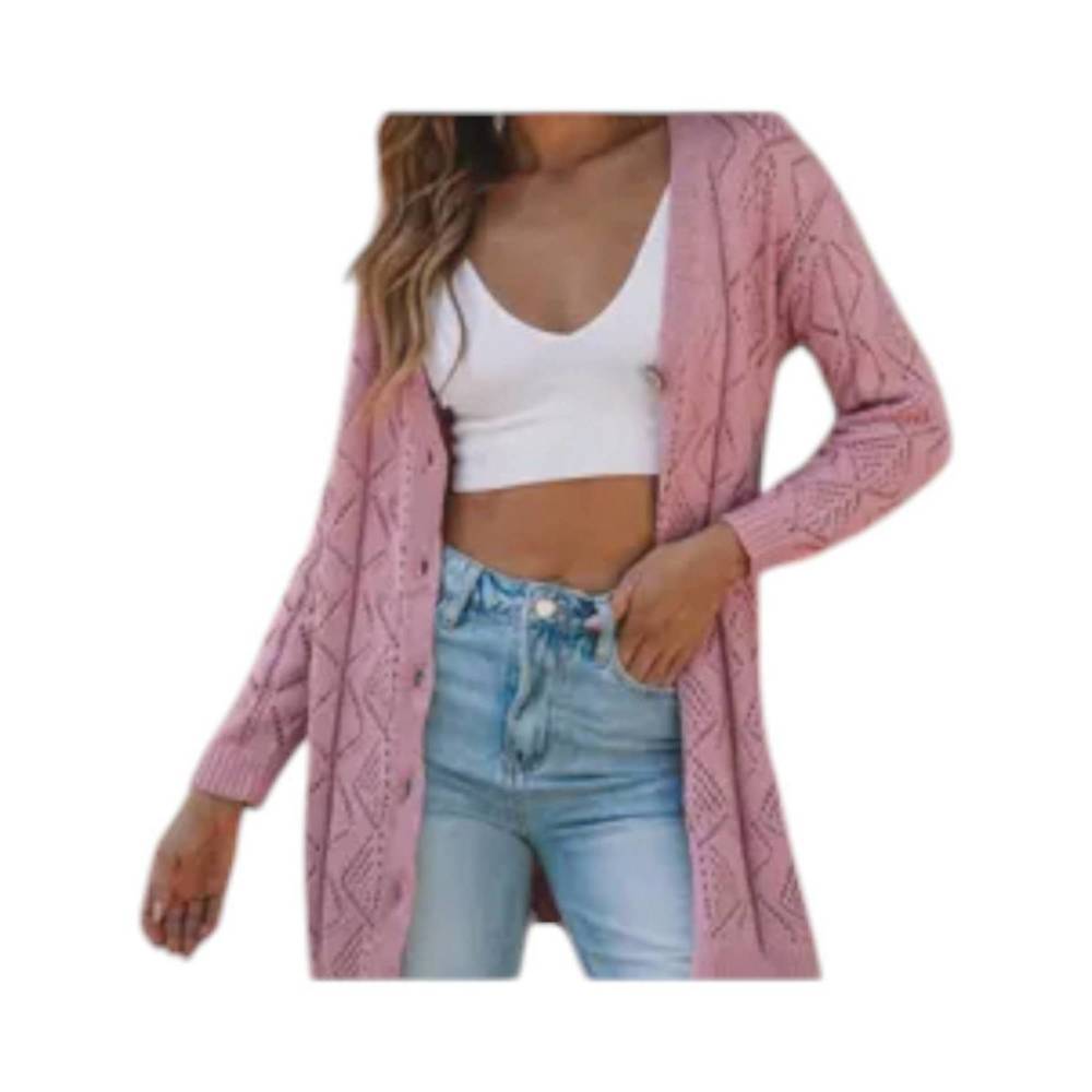 NEW LOVESOFT openwork knit cardigan in pink